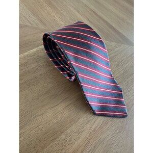 Jos A Banks Mens 100% Silk Tie Blue Red‎ Diagonal Striped